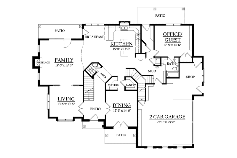Home Plan - Floor Plan - Main Floor for Country House Plan #937-9 - 4 bed, 3.5 bath