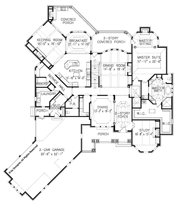 Architectural House Design - European Floor Plan - Main Floor Plan #54-269