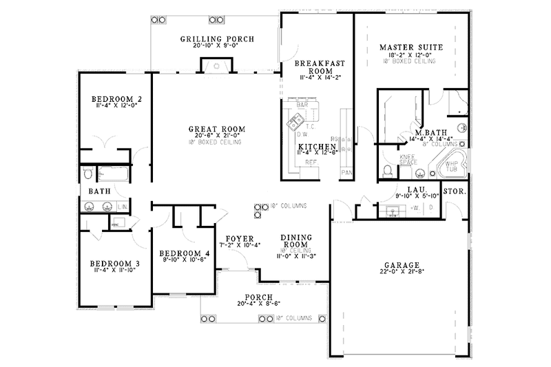 Home Plan - Floor Plan - Main Floor for European House Plan #17-3158 - 4 bed, 2 bath