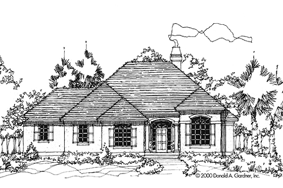 Exterior - Front Elevation 3 for Mediterranean House Plan #929-591 - 3 bed, 2 bath