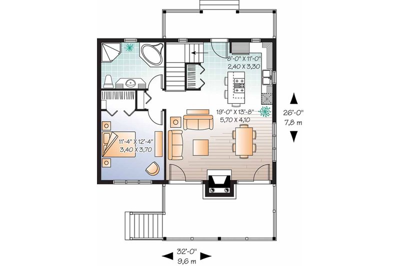 Dream House Plan - Floor Plan - Main Floor for Craftsman House Plan #23-2462 - 3 bed, 2 bath