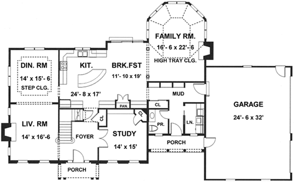 House Plan Design - Colonial Floor Plan - Main Floor Plan #1001-82