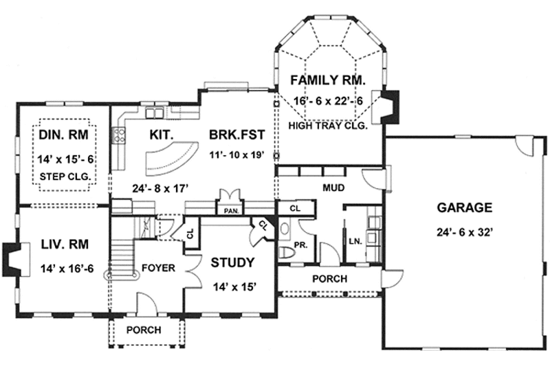 Dream House Plan - Floor Plan - Main Floor for Colonial House Plan #1001-82 - 4 bed, 3.5 bath
