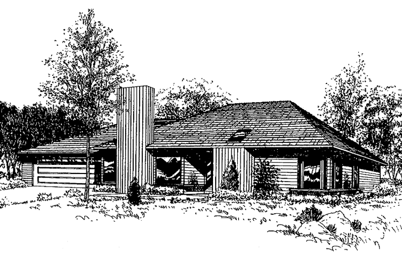 House Blueprint - Exterior - Front Elevation 3 for Contemporary House Plan #60-714 - 2 bed, 2 bath