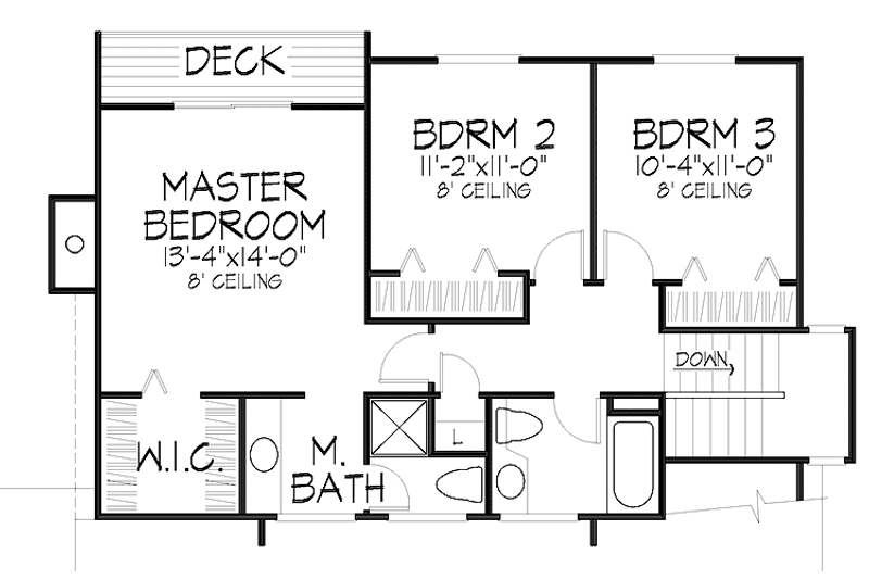 Home Plan - Floor Plan - Upper Floor for Contemporary House Plan #320-655 - 3 bed, 2.5 bath