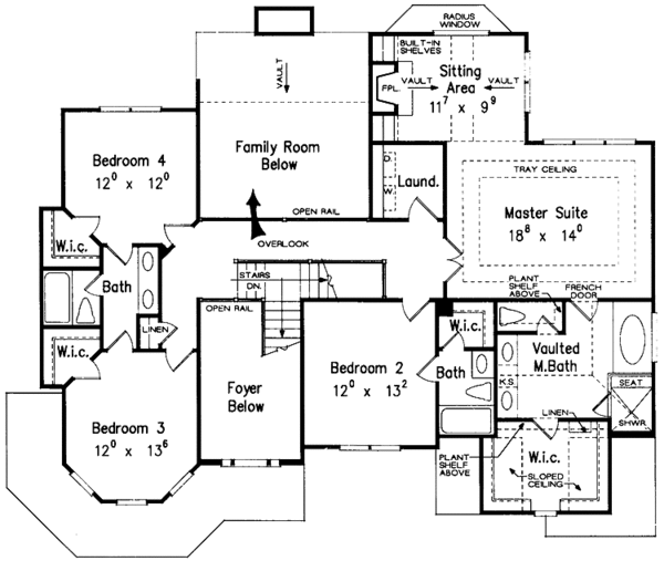 Traditional Floor Plan - Upper Floor Plan #927-201