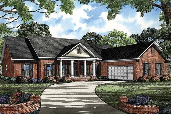 Exterior - Front Elevation 3 for Ranch House Plan #17-2790 - 4 bed, 2 bath