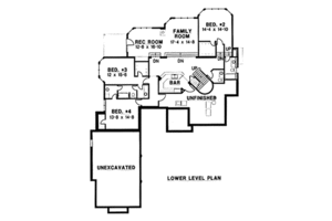 Floor Plan - Lower Floor for European House Plan #67-148 - 4 bed, 5 bath