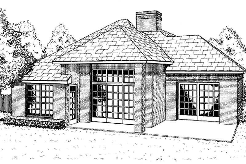 Dream House Plan - Exterior - Rear Elevation for Ranch House Plan #310-1070 - 3 bed, 2 bath
