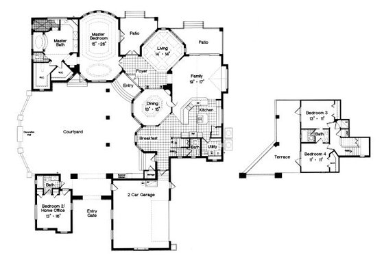 Floor Plan - Main Floor for European House Plan #417-376 - 4 bed, 3.5 bath