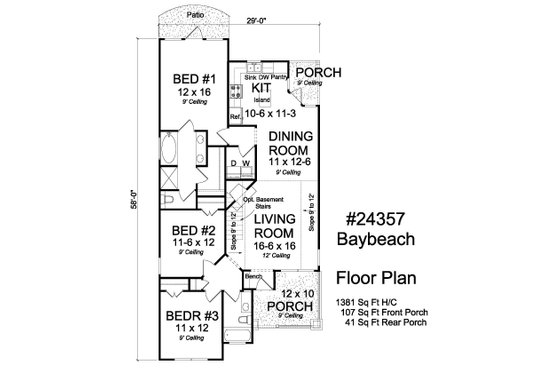 Floor Plan - Main Floor for Cottage House Plan #513-2211 - 3 bed, 2 bath
