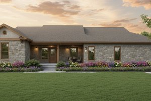 Exterior - Rear Elevation for Farmhouse House Plan #21-523 - 3 bed, 2 bath