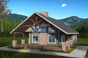 House Blueprint - Cabin Exterior - Front Elevation Plan #117-1026