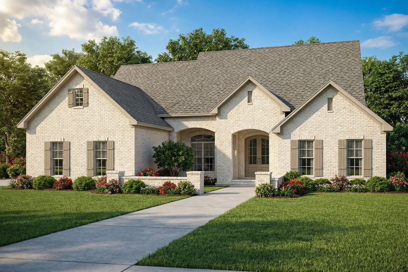 European Style House Plan - 4 Beds 2 Baths 2135 Sq/Ft Plan #17-2296 Exterior