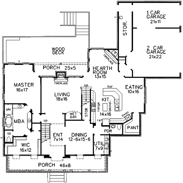 Southern Floor Plan - Main Floor Plan #15-262