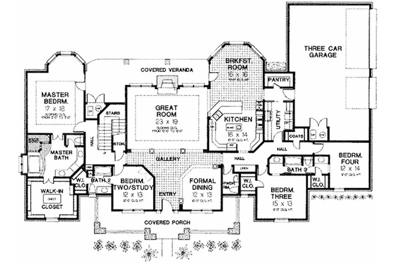 House Blueprint - Floor Plan - Main Floor for European House Plan #310-503 - 4 bed, 3.5 bath