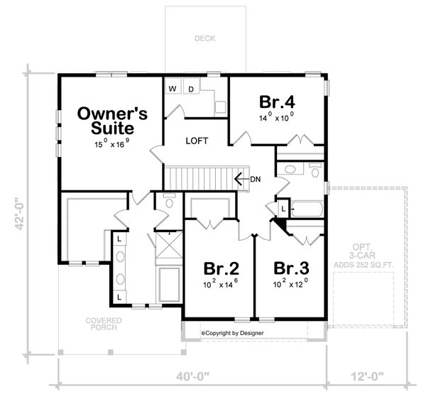 Modern Floor Plan - Upper Floor Plan #20-2537