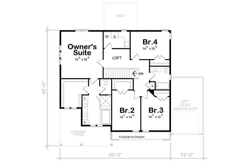 Home Plan - Floor Plan - Upper Floor for Modern House Plan #20-2537 - 4 bed, 2.5 bath