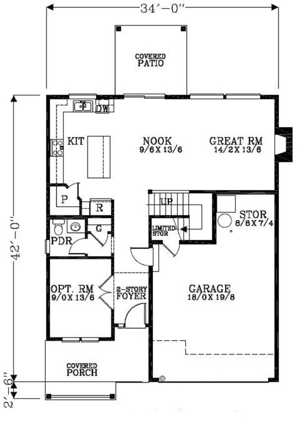 Craftsman Floor Plan - Main Floor Plan #53-455