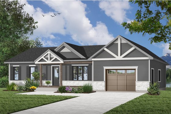 Exterior - Front Elevation 4 for Ranch House Plan #23-2653 - 2 bed, 1 bath