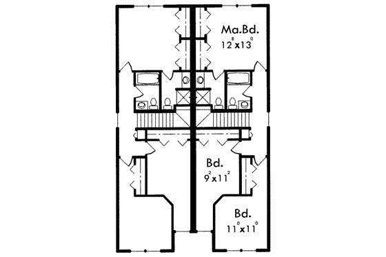 Floor Plan - Upper Floor for Traditional House Plan #303-382 - 3 bed, 2.5 bath