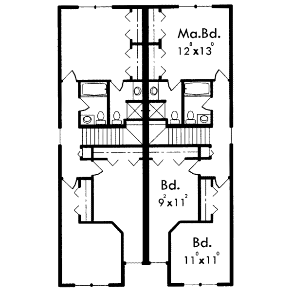 Traditional Floor Plan - Upper Floor Plan #303-382