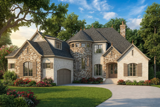 European Exterior - Front Elevation Plan #17-2499