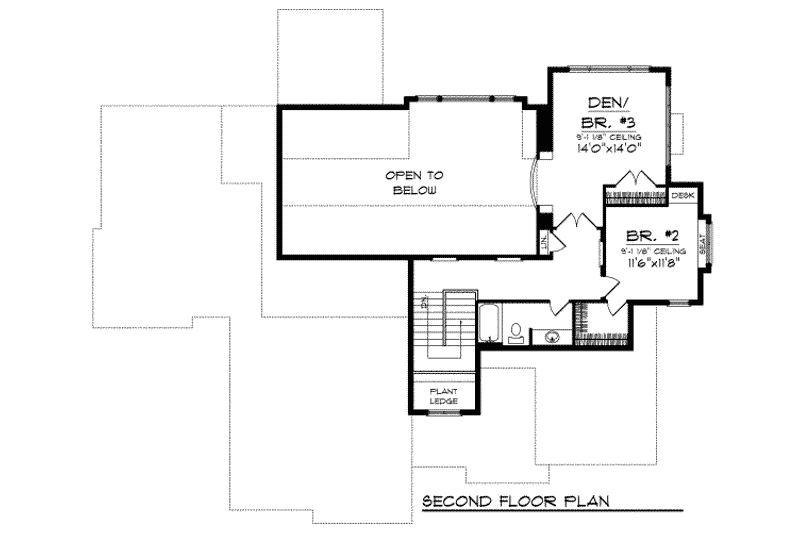 Home Plan - Floor Plan - Upper Floor for European House Plan #70-720 - 3 bed, 2.5 bath