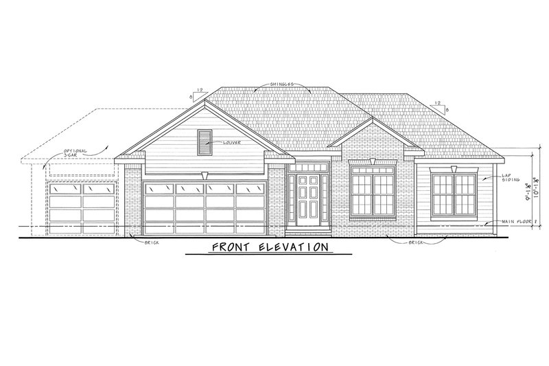 Home Plan - Exterior - Front Elevation 3 for Traditional House Plan #20-2091 - 3 bed, 2 bath