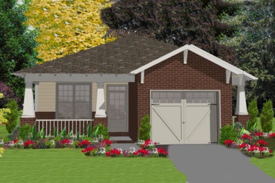Exterior - Front Elevation for Cottage House Plan #63-149 - 2 bed, 2 bath