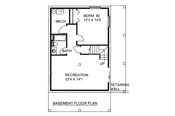 Floor Plan - Lower Floor for Log House Plan #117-604 - 2 bed, 2 bath