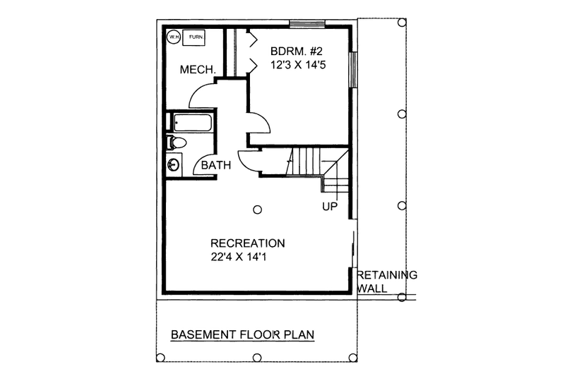 House Blueprint - Floor Plan - Lower Floor for Log House Plan #117-604 - 2 bed, 2 bath