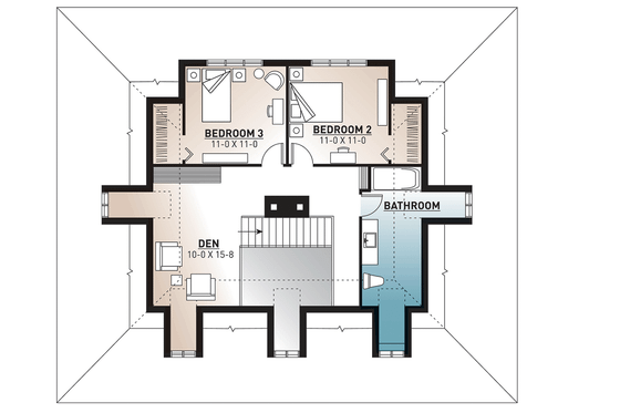 Floor Plan - Upper Floor for Country House Plan #23-2091 - 3 bed, 2 bath