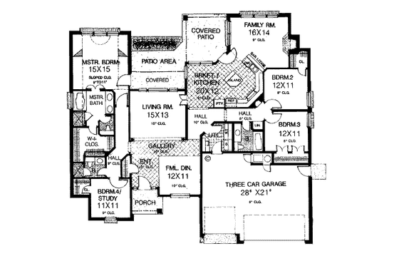 Floor Plan - Main Floor for European House Plan #310-811 - 4 bed, 3 bath