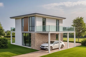 Exterior - Rear Elevation for Contemporary House Plan #542-23 - 3 bed, 3 bath