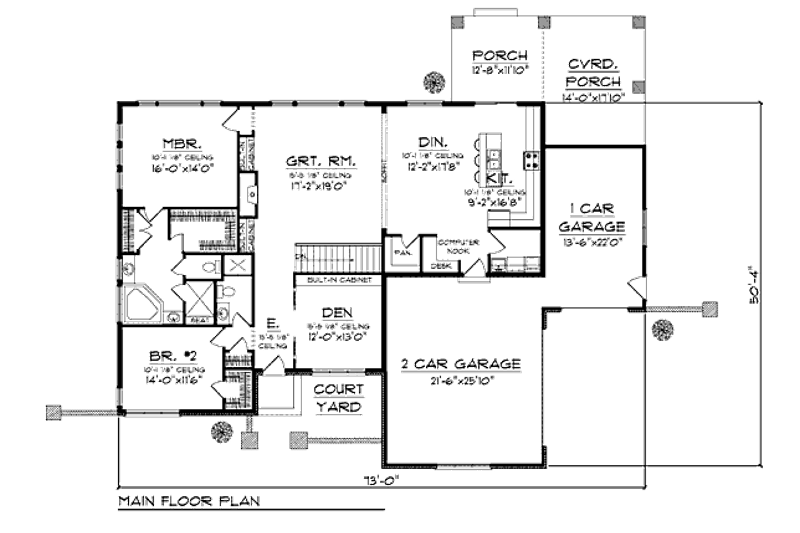 Architectural House Design - Floor Plan - Main Floor for Modern House Plan #70-932 - 2 bed, 2 bath