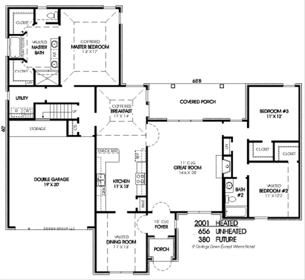 Traditional Style House Plan - 3 Beds 2 Baths 2001 Sq/Ft Plan #424-273 ...