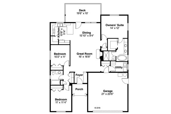 Floor Plan - Main Floor for Traditional House Plan #124-1027 - 3 bed, 2 bath