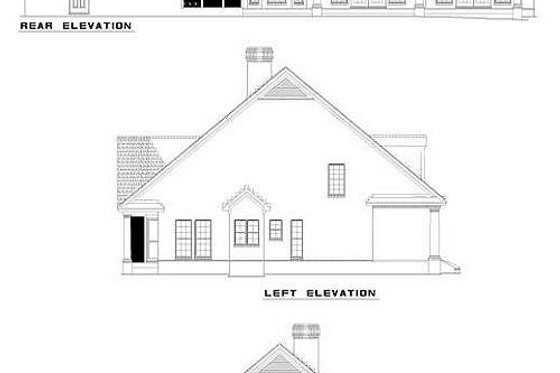Exterior - Rear Elevation for Southern House Plan #17-299 - 4 bed, 3.5 bath