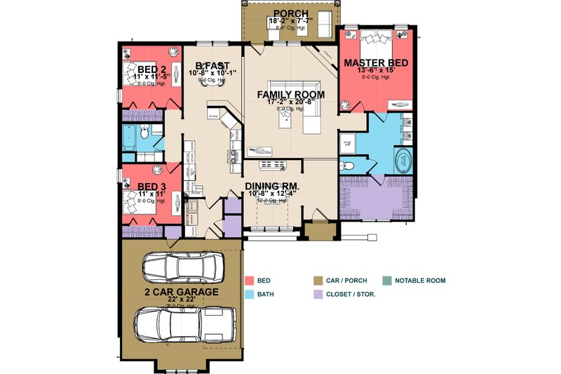 Home Plan - Floor Plan - Main Floor for European House Plan #63-256 - 3 bed, 2 bath