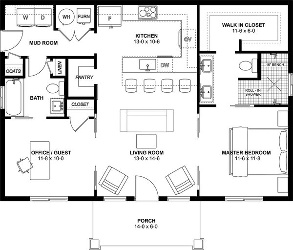 House Plan Design - Farmhouse Floor Plan - Main Floor Plan #126-236