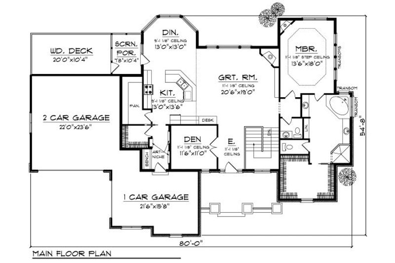 Home Plan - Floor Plan - Main Floor for European House Plan #70-885 - 4 bed, 3.5 bath