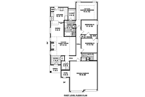 Floor Plan - Main Floor for Traditional House Plan #81-13670 - 3 bed, 2 bath