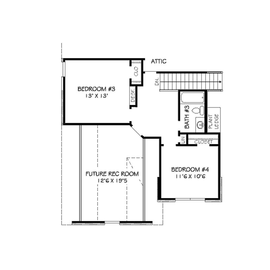 Floor Plan - Upper Floor for Traditional House Plan #424-86 - 4 bed, 3 bath