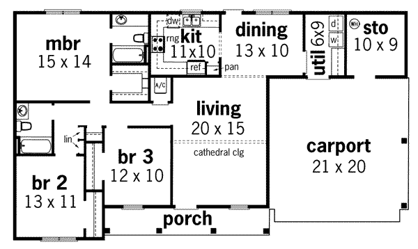 House Plan Design - Ranch Floor Plan - Main Floor Plan #45-108