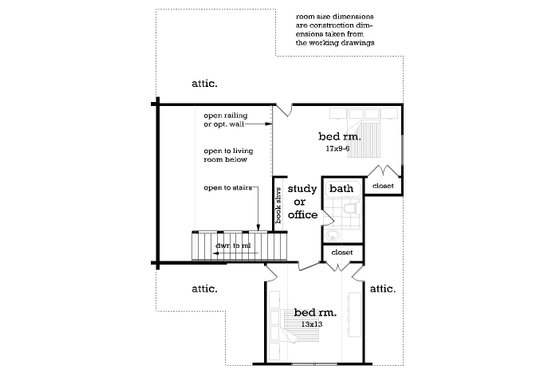 Floor Plan - Upper Floor for Log House Plan #45-612 - 3 bed, 2.5 bath