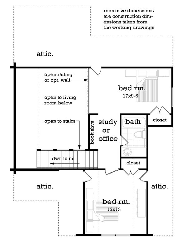 Log Floor Plan - Upper Floor Plan #45-612