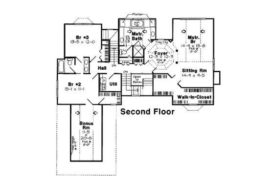 Floor Plan - Upper Floor for Colonial House Plan #312-724 - 3 bed, 2.5 bath