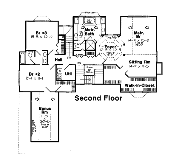 Floor Plan - Upper Floor for Colonial House Plan #312-724 - 3 bed, 2.5 bath