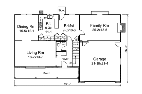 Floor Plan - Main Floor for Traditional House Plan #57-557 - 3 bed, 2.5 bath